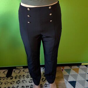 Elegant comfortable black trousers with gold buttons / XL / Never Worn